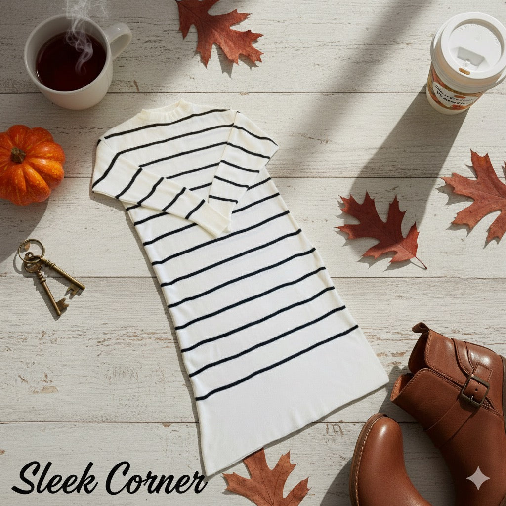 Striped Knit Midi Dress