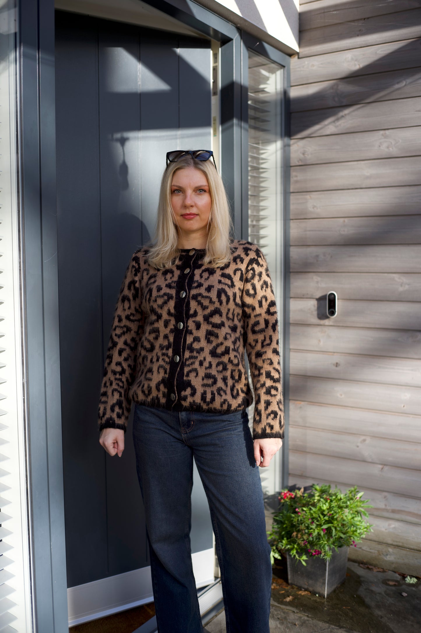 Women's Leopard Print Button-Up Cardigan