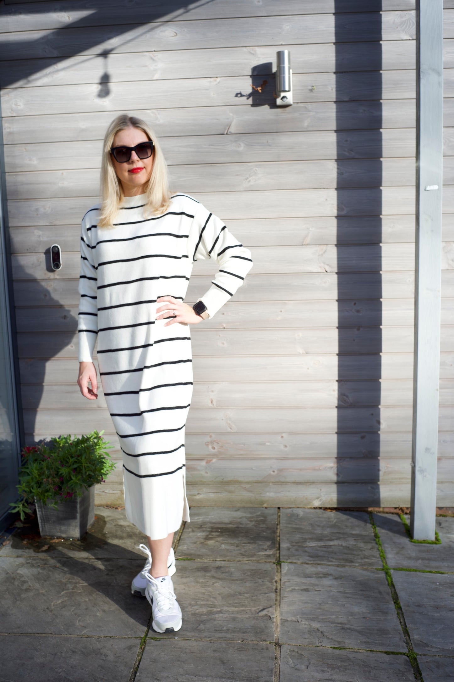 Striped Knit Midi Dress