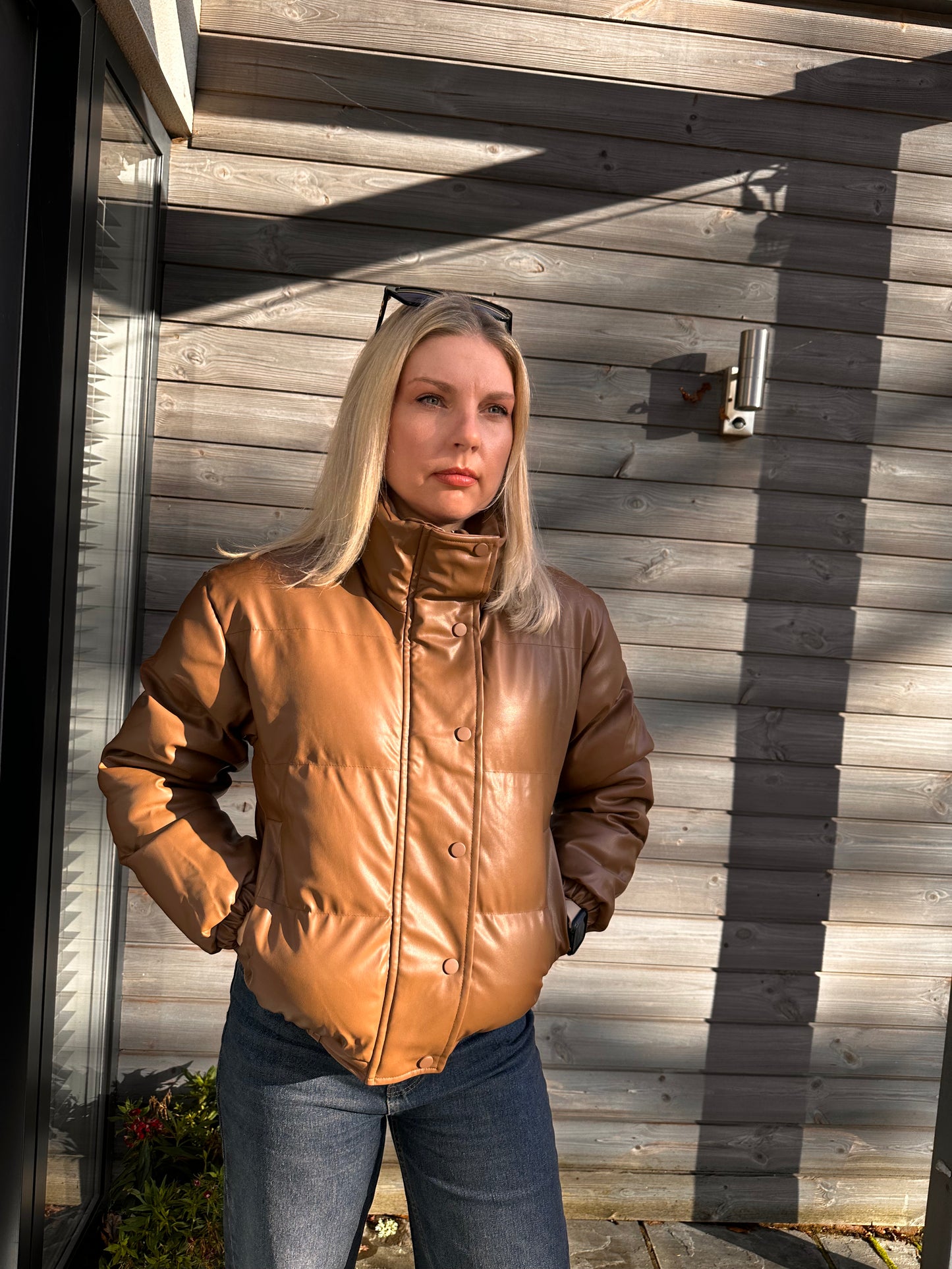 Women's Brown Faux Leather Jacket