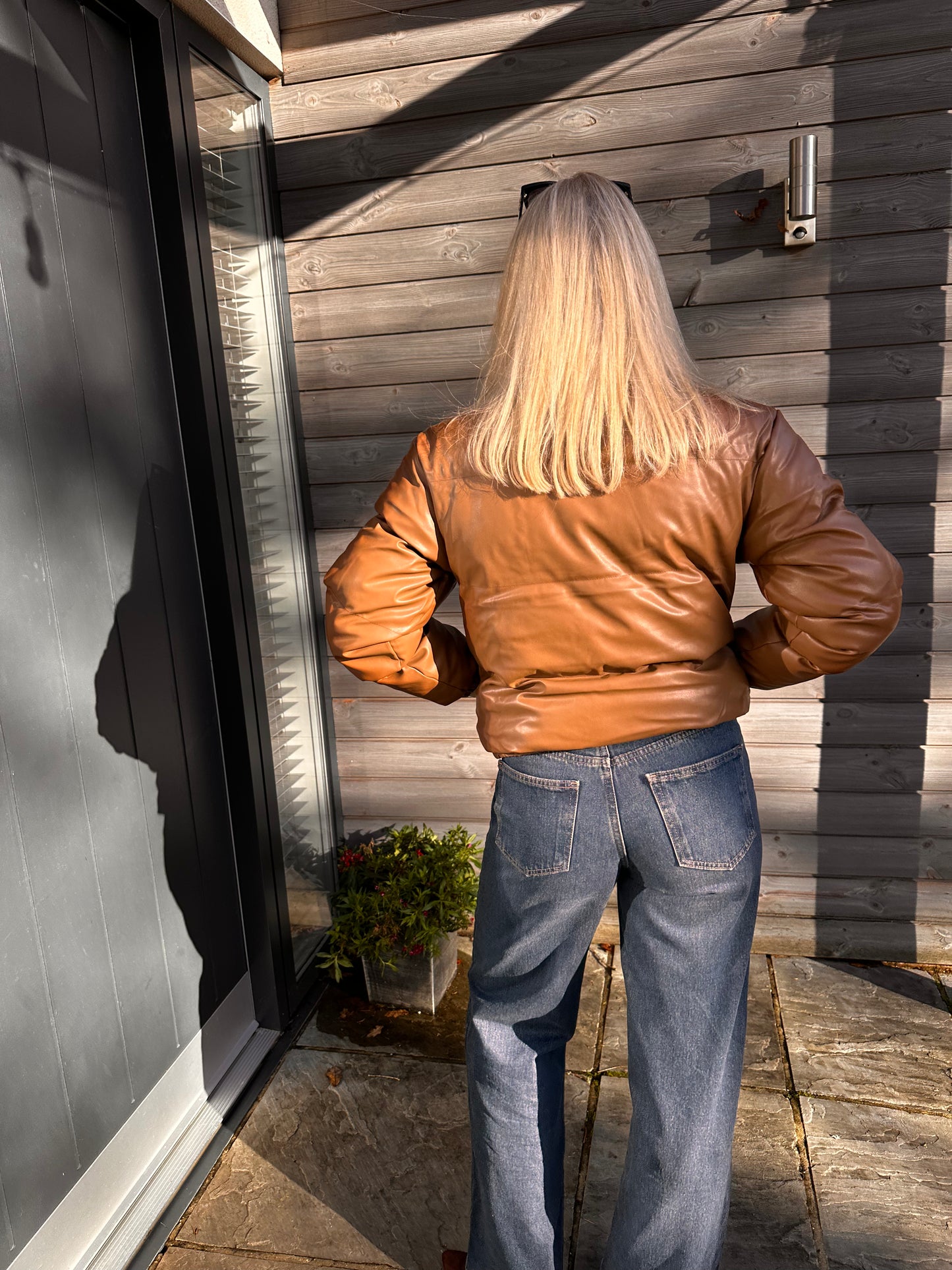 Women's Brown Faux Leather Jacket